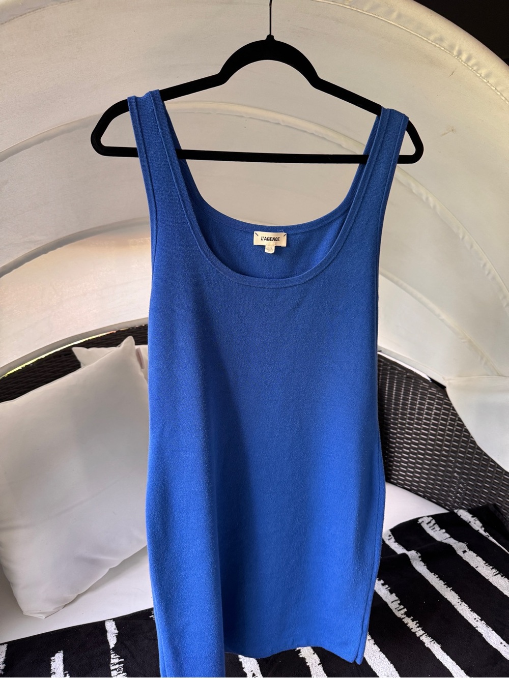 L'AGENCE Tank Dress Knit Royal Blue Knit Scoop Tank XL EUC Women
